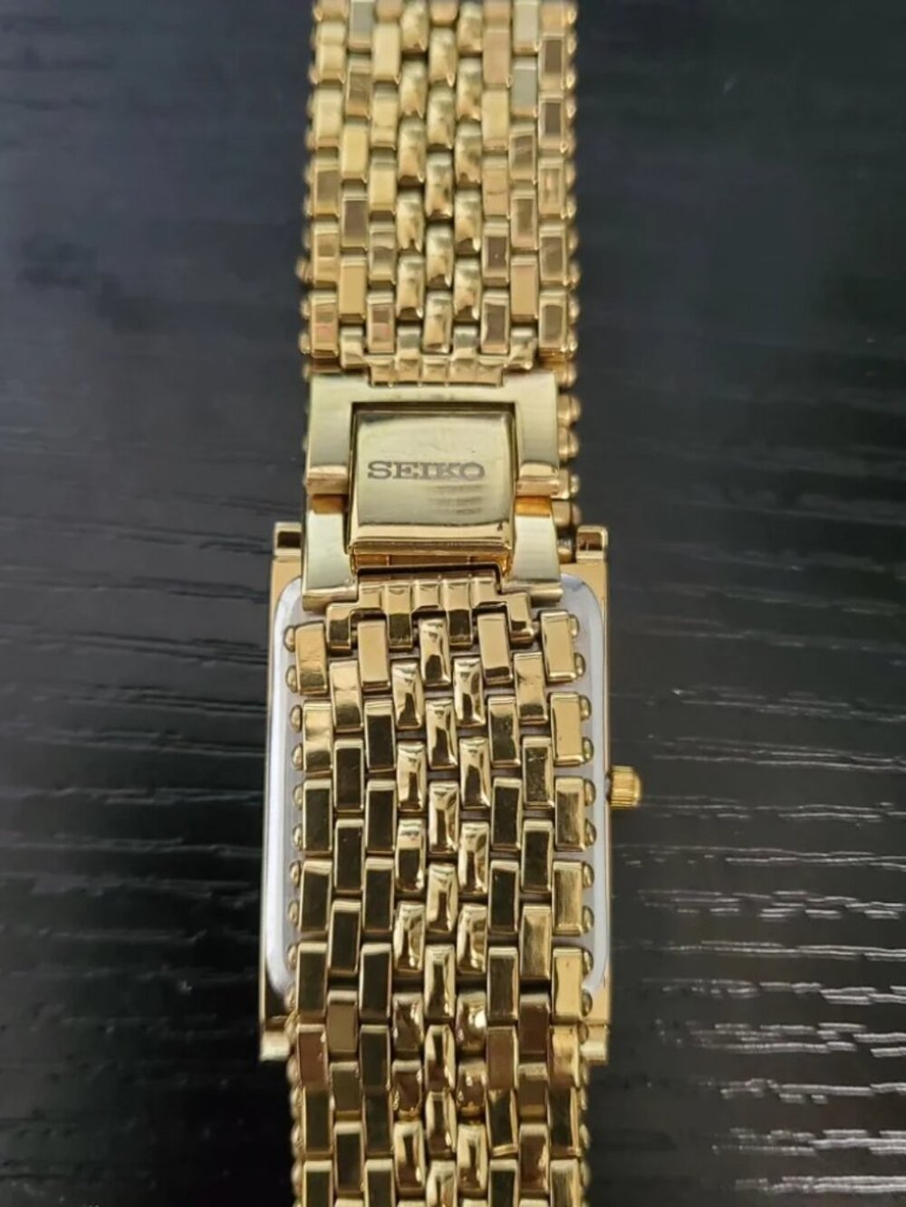 💁🏽♂️ RARE - Vintage Seiko Slim Tank Quartz Men's Gold Bracelet - Picture 2 of 4